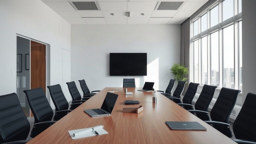 Ein modernes Besprechungszimmer symbolisiert die Arbeit von Manuela Lindlbauer in der Personalberatung – Symbolbild, KI-erzeugt
